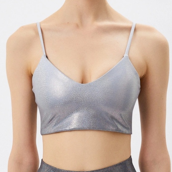 Beachriot Georgia silver sport bra New with Tag size M - Picture 1 of 13
